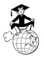 graduation on a globe as a graphic illustration