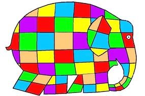 colored square elephant silhouette