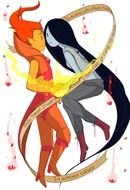 Marceline And flaming princess, Adventure Time characters, drawing