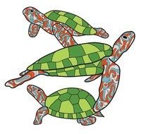 three colorful turtles as a graphic image