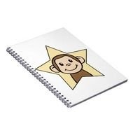 Cute Cartoon Clip Art Monkey With Grin Smile Star Spiral Notebooks