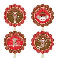 Sock Monkey Cupcake Toppers Free Printables