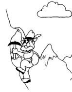 Black and white Clipart of mountain climber