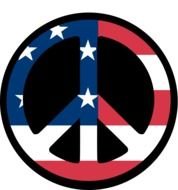 peace symbol and American flag