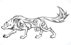 black and white wolf tattoo