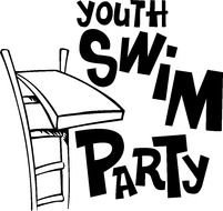 picture with the words "youth swim party"