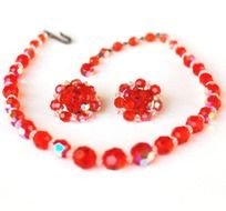Orange AB Crystal Necklace Earrings 3