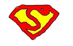 child-drawn super man emblem