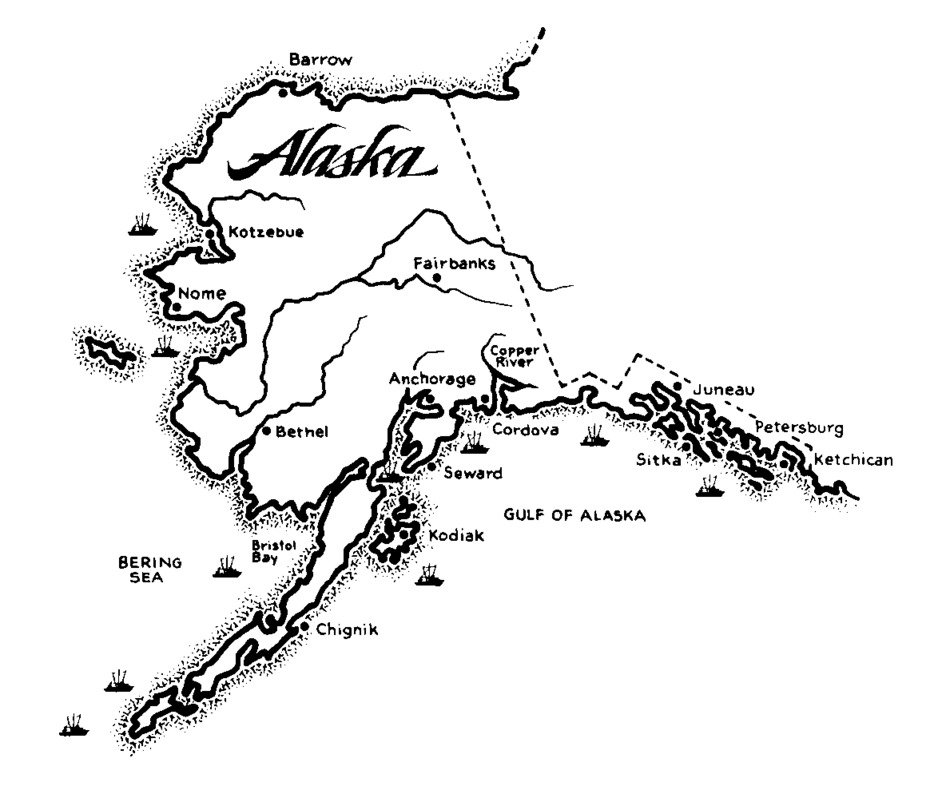Black and white map of Alaska clipart