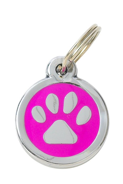 paw on pink on a bright keychain