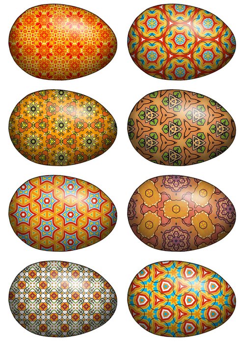 painted eight easter eggs with beautiful ornament