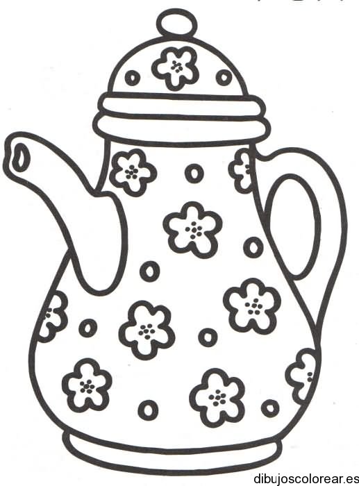 Dibujo De Una Cafetera Con Flores