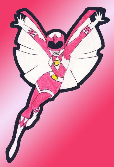 drawing mega run on a pink background