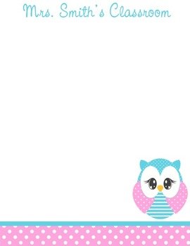 Free Printable Owl Stationery