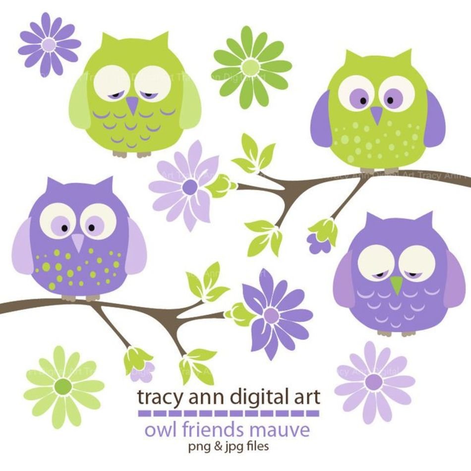 Purple Baby Owl Clip Art