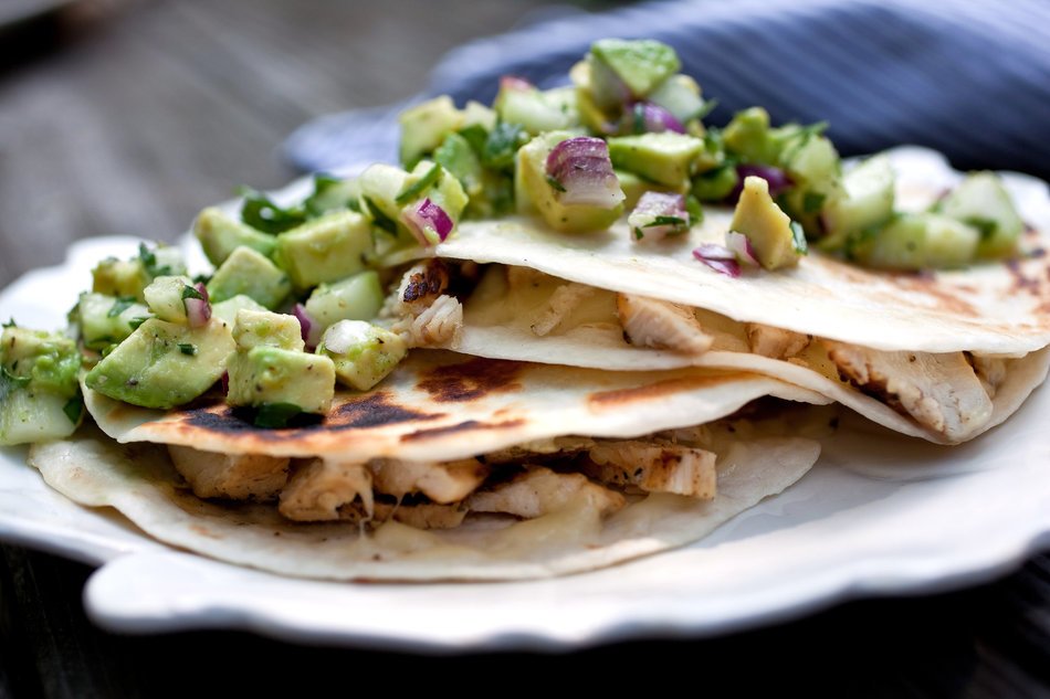 Chicken Quesadilla with vegetable side dish