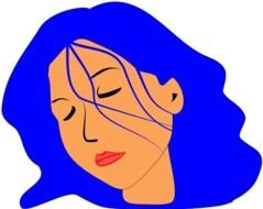 Clip art of Woman with blue hair is Sleeping