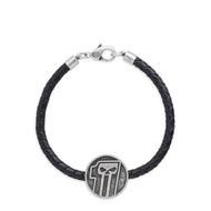 97980 13VM 1 Skull Medallion Leather Bracelet Black