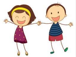 happy cartoon boy and girl