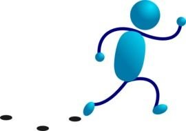 traces of the blue figure as a graphic illustration