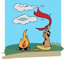 drawn Indian with fire