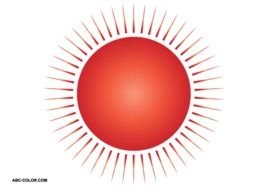 red Sun with sharp Rays, drawing