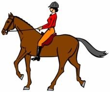 Cartoon person is doing horseriding clipart