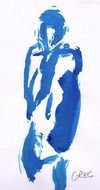 Woman blue Silhouette drawing