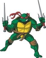 drawn Raphael from the cartoon Teenage Mutant Ninja Turtles
