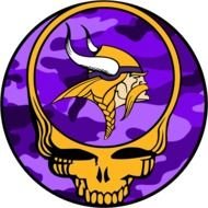 painted viking head in a purple circle