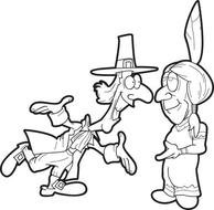 Thanksgiving Pilgrims And Indians Coloring Page