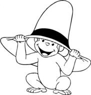 painted monkey with a big hat