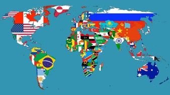 World Map Country Flag drawing