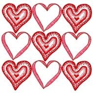 different red hearts for valentines day as an illustration
