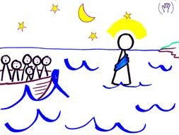 Jesus Walks On Water drawing