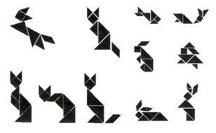 Black and white drawing of the paper animals clipart