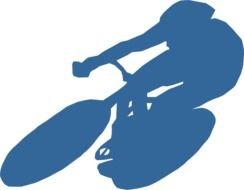 blue silhouette of a cyclist on a black background