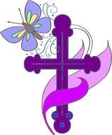 purple Cross and butterfly, drawing