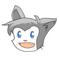 head of a gray cat with blue eyes as a graphic illustration