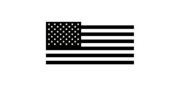 Black and white drawing of American Flag clipart