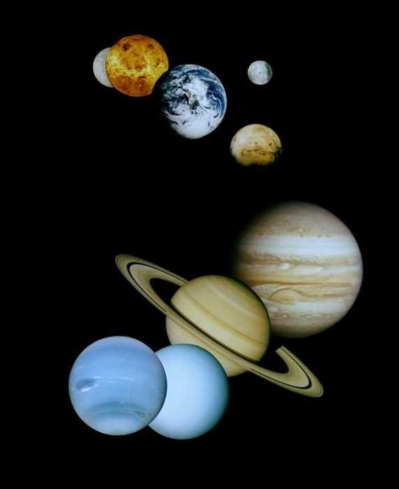 drawn planetary system in space