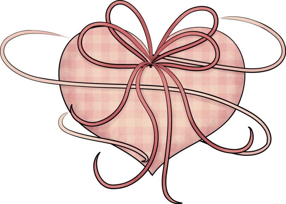 pink heart curved ribbons drawing