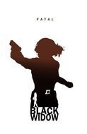Black Widow, female Silhouette with gun, poster of movie