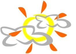 drawing of the sun behind the clouds