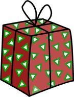 drawn red gift with small triangles