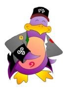 cartoon Purple Penguin drawing