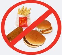 fast food prohibition sign on a white background