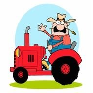 Cartoon Farmer On Tractor