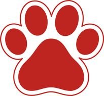 Red and white Paw Print, Clip Art