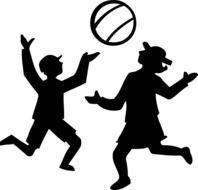 Silhouette Of Kids Playing With A Ball Clip Art